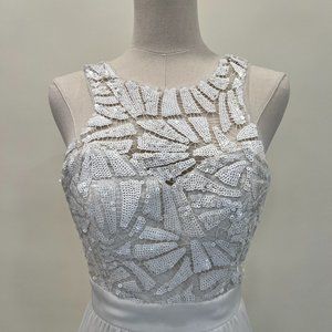 Bariano Light of Day Off White Sequin Maxi Dress, Wedding